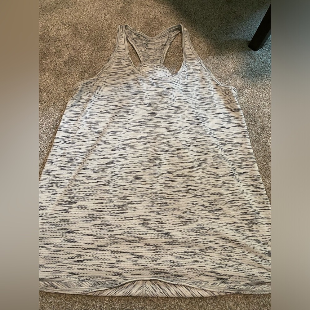 lululemon athletica White and Black Space-Dye Racerback Tank